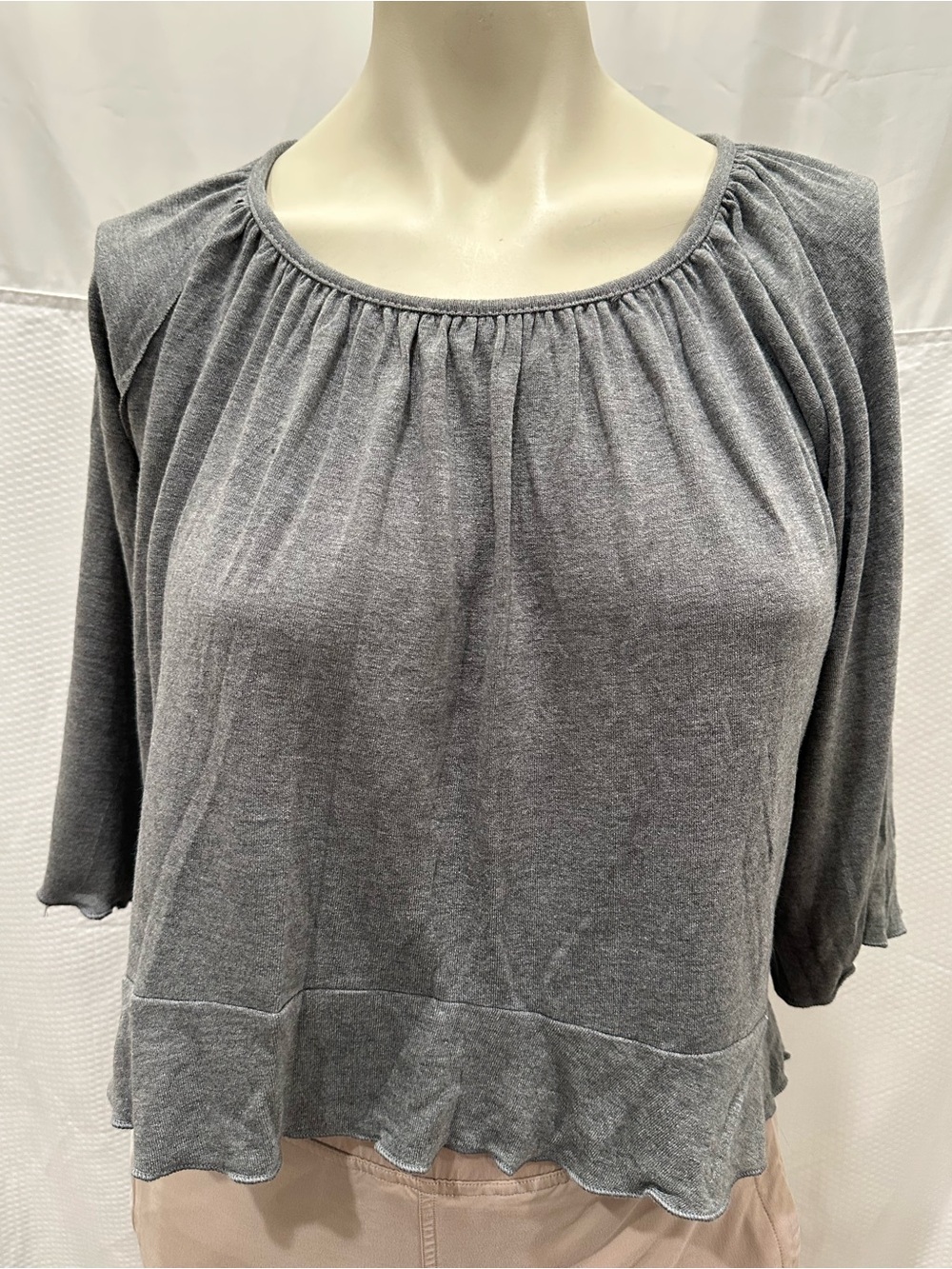 POL Gray Gathered Neck Lightweight Women's Tunic